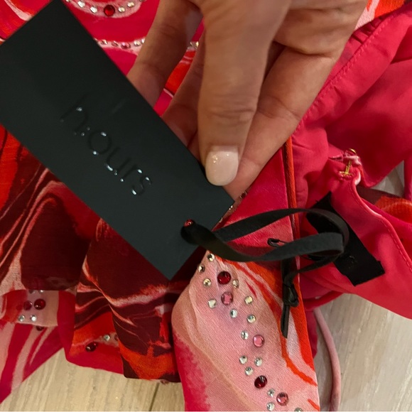 h:ours Dionne Mini Dress in Red Swirl Print size XS - Picture 3 of 5